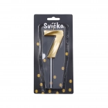 Świeczka imprezowa cyfra 7 złota