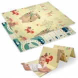 Dwuwarstwowa składana mata piankowa XPE 120 × 180 cm z motywem zwierzątek i dróg HUMBI