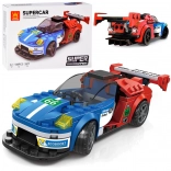 Techniczna zabawka konstrukcyjna sportowy samochód niebiesko‑czerwony 138 elementów