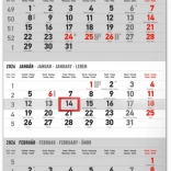 Notique ścienny trzymiesięczny kalendarz Krajobraz, słowackie imiona 2026, 29,5 × 43 cm, szary