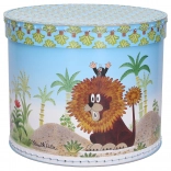 Okrągłe pudełko z motywem Krecika i lwa