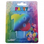 Świeczka urodzinowa liczba 18, tęczowa