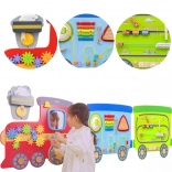 Drewniana ścienna tablica manipulacyjna w kształcie pociągu VIGA