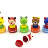 Drewniana okrągła pieczątka dla dzieci, 6 cm – zwierzątka, mix motywów