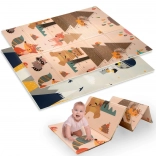 Dwuwarstwowa składana piankowa mata do zabawy XPE 120 × 180 cm z motywem zwierzątek i gór Humbi