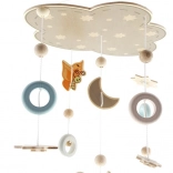 Wisząca karuzela miś z naturalnego drewna