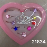 Pierścionki z kamieniami i koroną - zestaw 11 szt.