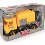 Żółta śmieciarka Wader Middle Truck, 42 cm, w pudełku