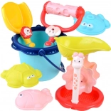 Kolorowy zestaw plażowy z wiaderkiem i foremkami