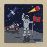 Drewniane puzzle Kosmos – Na Księżycu, 9 elementów